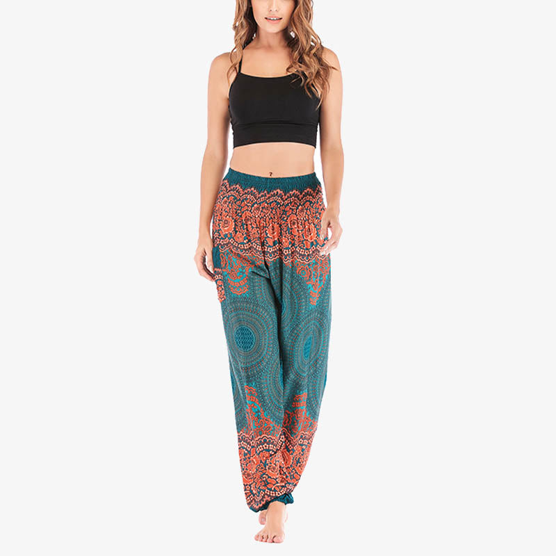 Buddha Stones lockere, lässige Haremshose mit rundem geometrischem Muster und hoher Taille für Damen - image 26
