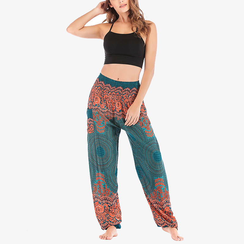 Buddha Stones lockere, lässige Haremshose mit rundem geometrischem Muster und hoher Taille für Damen - image 28