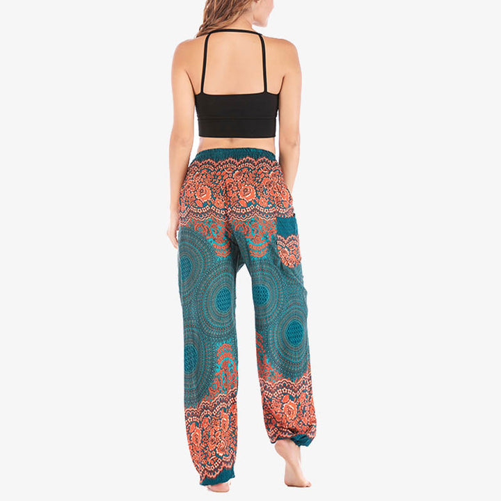 Buddha Stones lockere, lässige Haremshose mit rundem geometrischem Muster und hoher Taille für Damen - image 23