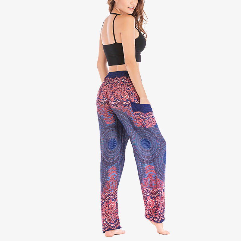 Buddha Stones lockere, lässige Haremshose mit rundem geometrischem Muster und hoher Taille für Damen - image 37