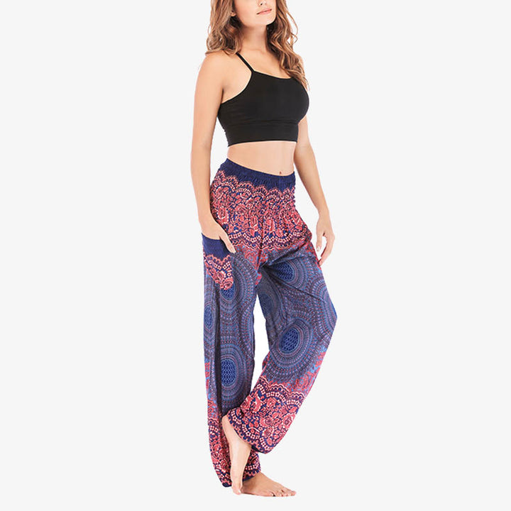 Buddha Stones lockere, lässige Haremshose mit rundem geometrischem Muster und hoher Taille für Damen - image 35