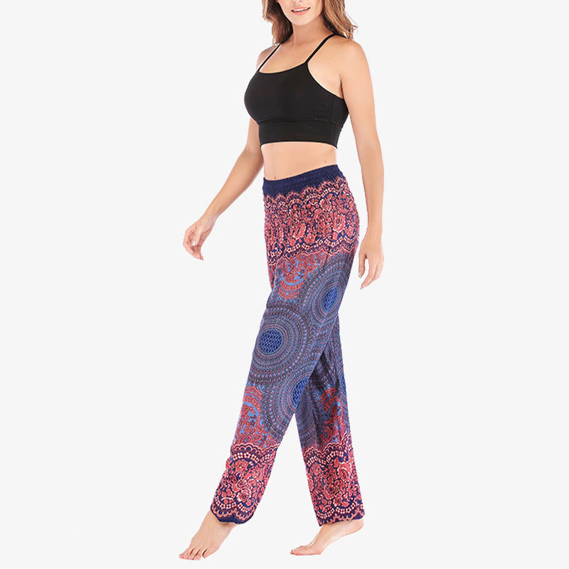Buddha Stones lockere, lässige Haremshose mit rundem geometrischem Muster und hoher Taille für Damen - image 36