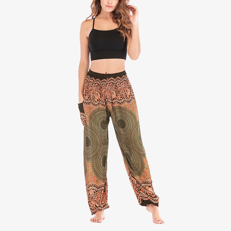 Buddha Stones lockere, lässige Haremshose mit rundem geometrischem Muster und hoher Taille für Damen - image 40