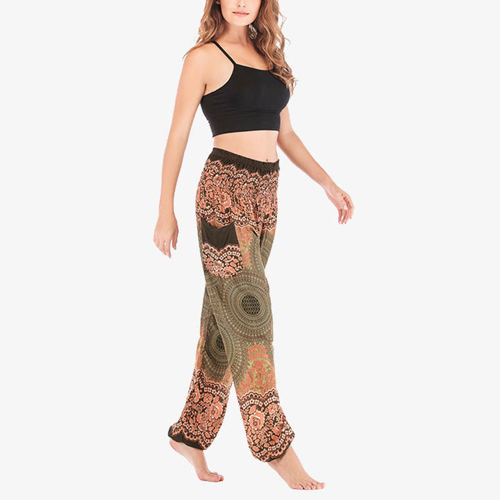 Buddha Stones lockere, lässige Haremshose mit rundem geometrischem Muster und hoher Taille für Damen - image 44