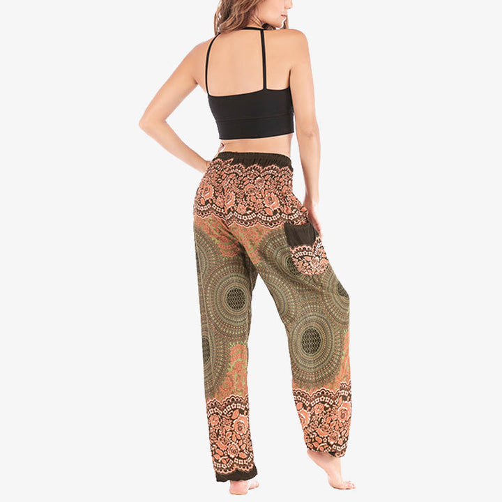 Buddha Stones lockere, lässige Haremshose mit rundem geometrischem Muster und hoher Taille für Damen - image 42