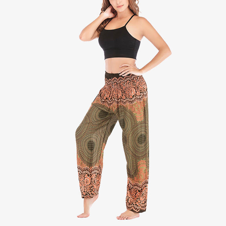Buddha Stones lockere, lässige Haremshose mit rundem geometrischem Muster und hoher Taille für Damen - image 47