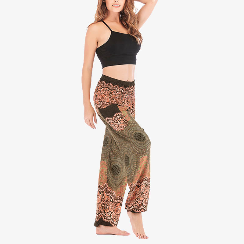 Buddha Stones lockere, lässige Haremshose mit rundem geometrischem Muster und hoher Taille für Damen - image 41