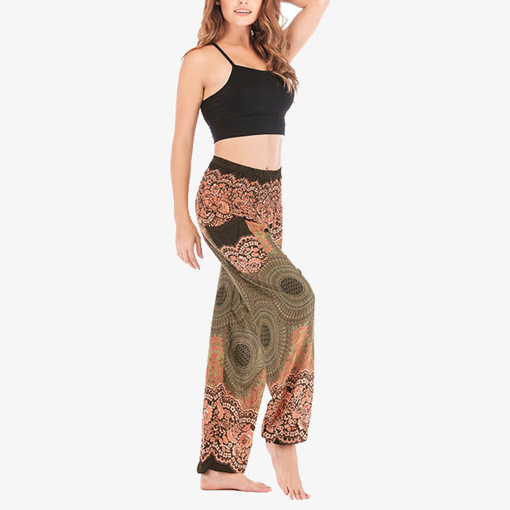 Buddha Stones lockere, lässige Haremshose mit rundem geometrischem Muster und hoher Taille für Damen - image 41