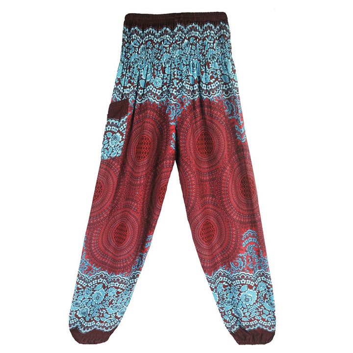 Buddha Stones lockere, lässige Haremshose mit rundem geometrischem Muster und hoher Taille für Damen - image 5