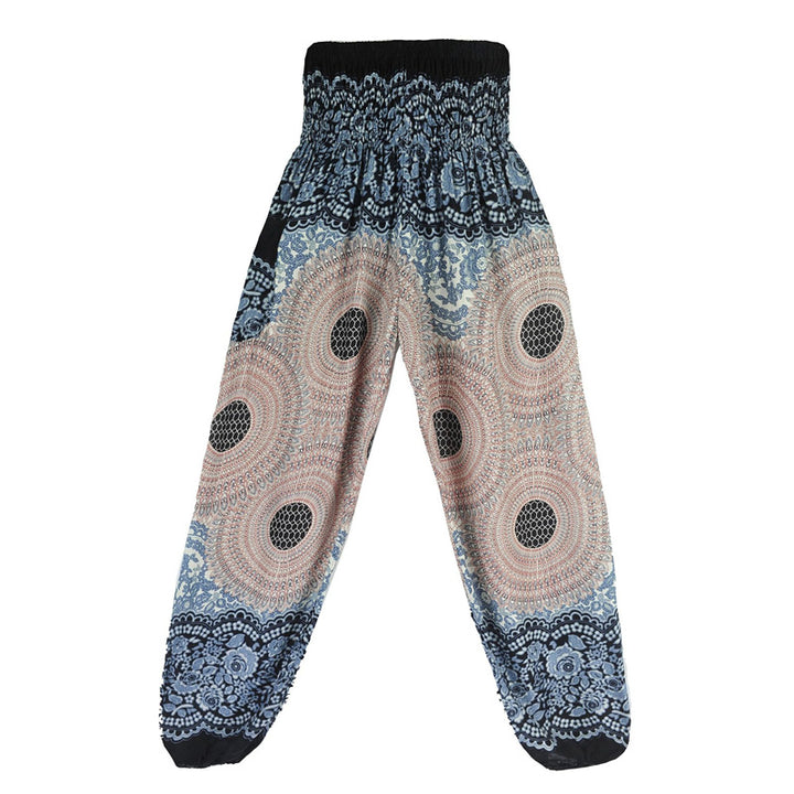 Buddha Stones lockere, lässige Haremshose mit rundem geometrischem Muster und hoher Taille für Damen - image 14