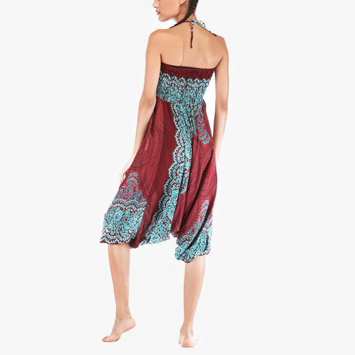 Buddha Stones Two Style Wear Runde Geometrische Muster locker gesmokte Haremshose Overall mit hoher Taille Damen Yogahose - image 8