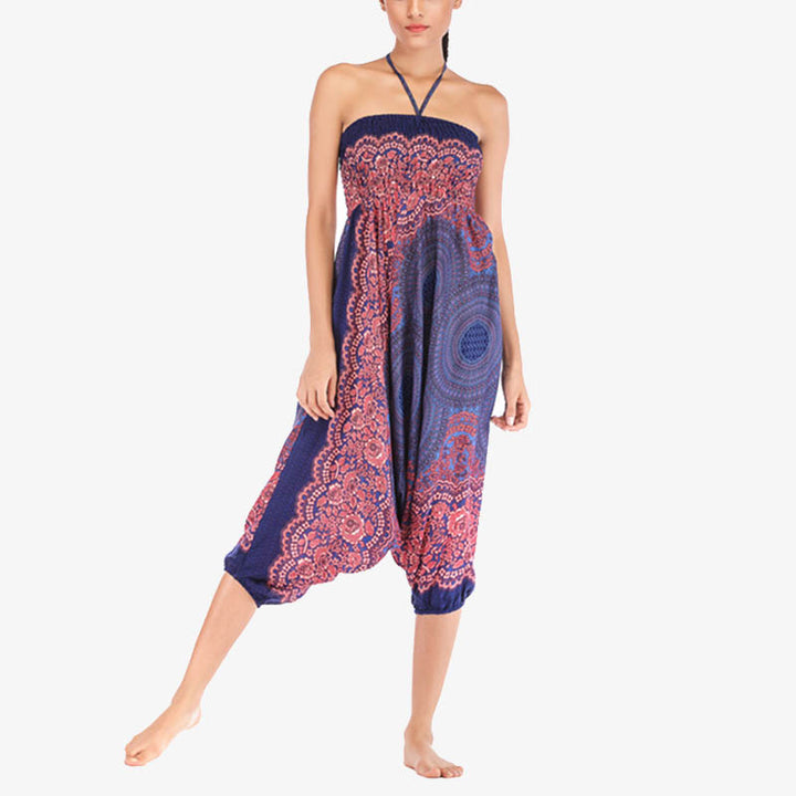 Buddha Stones Two Style Wear Runde Geometrische Muster locker gesmokte Haremshose Overall mit hoher Taille Damen Yogahose - image 16