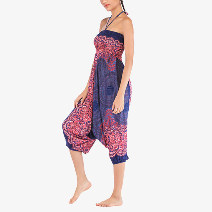 Buddha Stones Two Style Wear Runde Geometrische Muster locker gesmokte Haremshose Overall mit hoher Taille Damen Yogahose - image 17