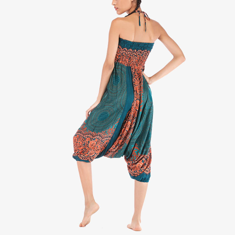 Buddha Stones Two Style Wear Runde Geometrische Muster locker gesmokte Haremshose Overall mit hoher Taille Damen Yogahose - image 27