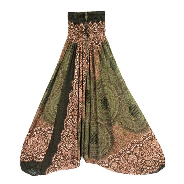 Buddha Stones Two Style Wear Runde Geometrische Muster locker gesmokte Haremshose Overall mit hoher Taille Damen Yogahose - Hellgrün-US2-12， UK/AU6-16，EU34-44 (F) - image 37