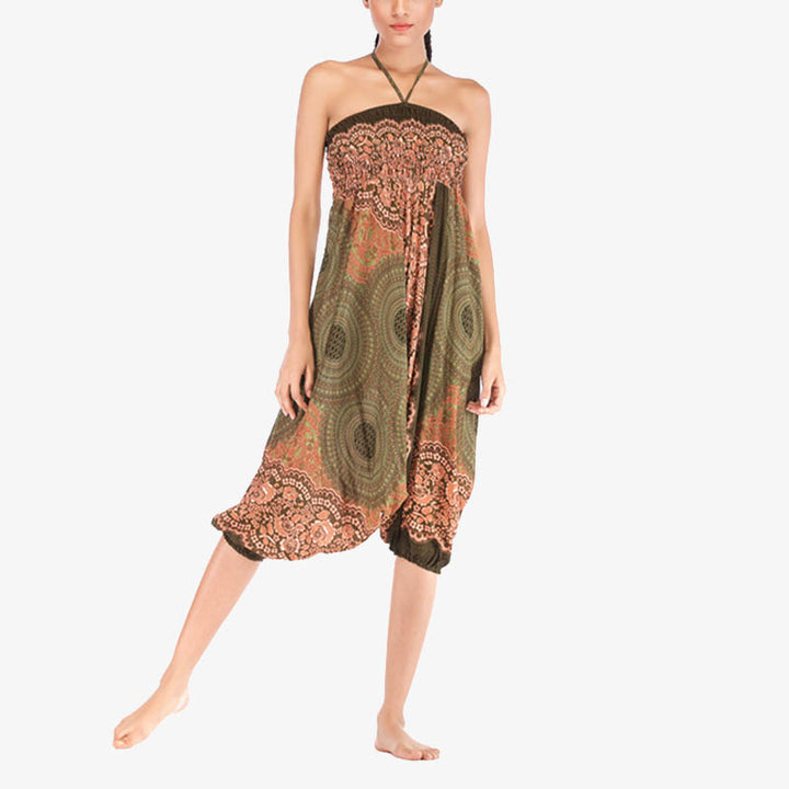 Buddha Stones Two Style Wear Runde Geometrische Muster locker gesmokte Haremshose Overall mit hoher Taille Damen Yogahose - image 43