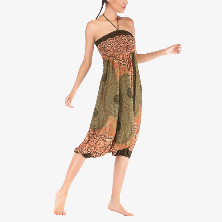 Buddha Stones Two Style Wear Runde Geometrische Muster locker gesmokte Haremshose Overall mit hoher Taille Damen Yogahose - image 44
