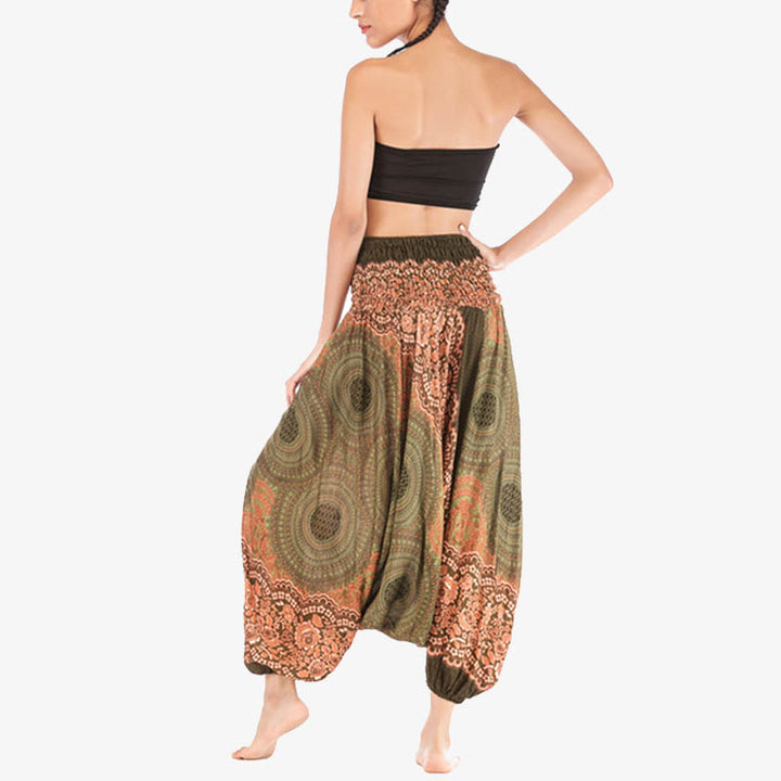 Buddha Stones Two Style Wear Runde Geometrische Muster locker gesmokte Haremshose Overall mit hoher Taille Damen Yogahose - image 38