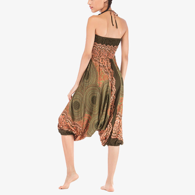 Buddha Stones Two Style Wear Runde Geometrische Muster locker gesmokte Haremshose Overall mit hoher Taille Damen Yogahose - image 45