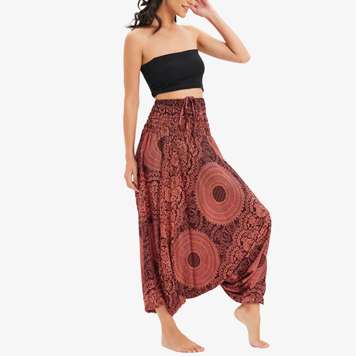 Buddha Stones Two Style Wear Runde geometrische lockere lässige Haremshose Jumpsuit Damen Yogahose - image 11