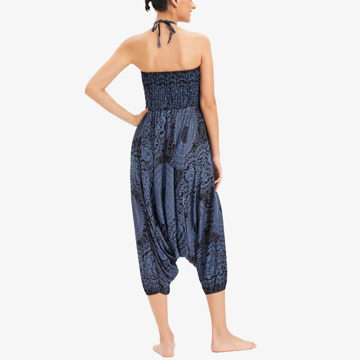 Buddha Stones Two Style Wear Runde geometrische lockere lässige Haremshose Jumpsuit Damen Yogahose