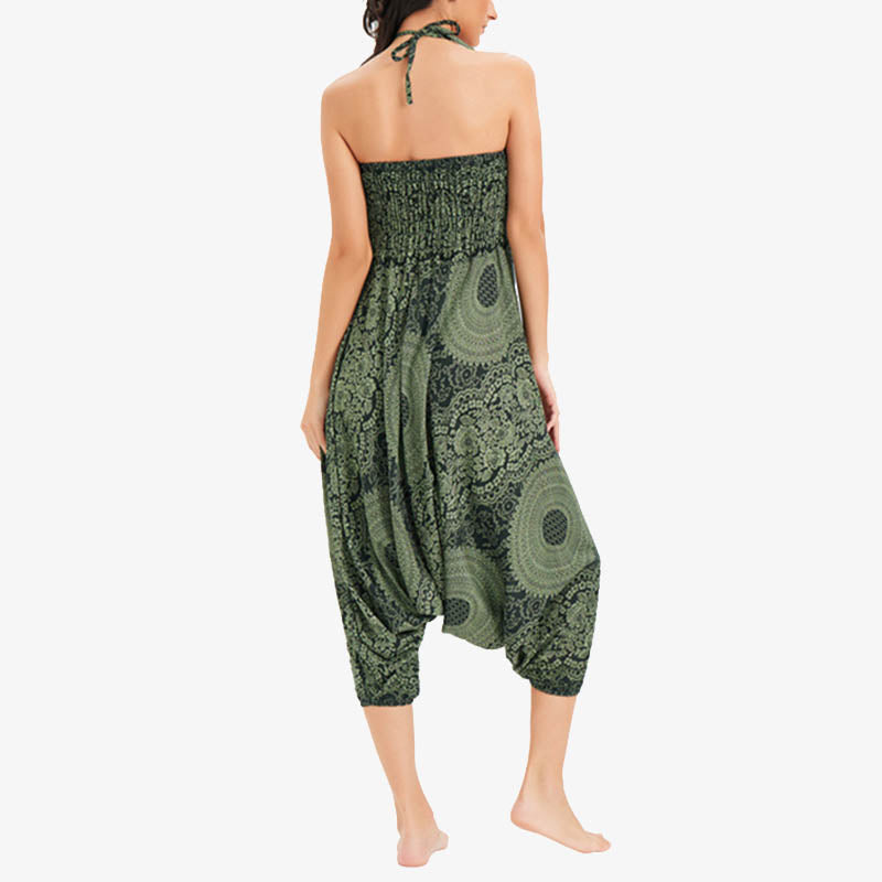 Buddha Stones Two Style Wear Runde geometrische lockere lässige Haremshose Jumpsuit Damen Yogahose