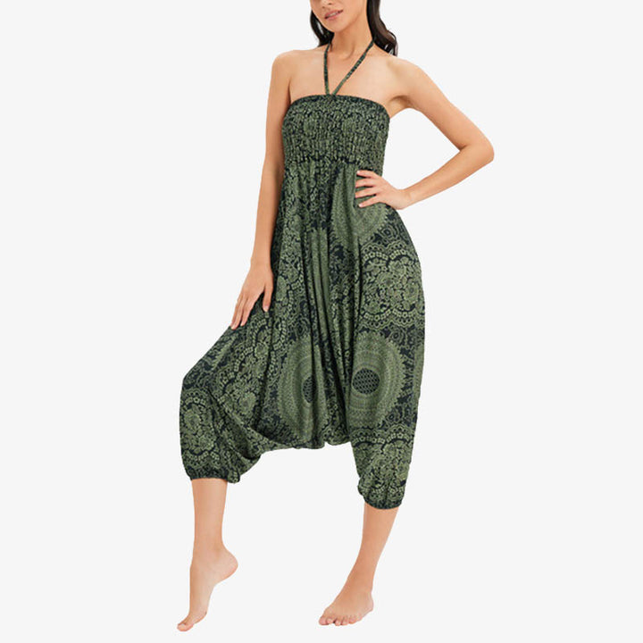 Buddha Stones Two Style Wear Runde geometrische lockere lässige Haremshose Jumpsuit Damen Yogahose