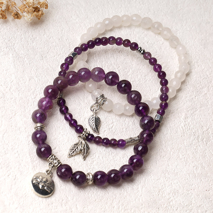 Buddha Stones 3-teiliges Armband aus natürlichem Quarzkristall mit Perlen und Heilenergie, Lotus - image 3