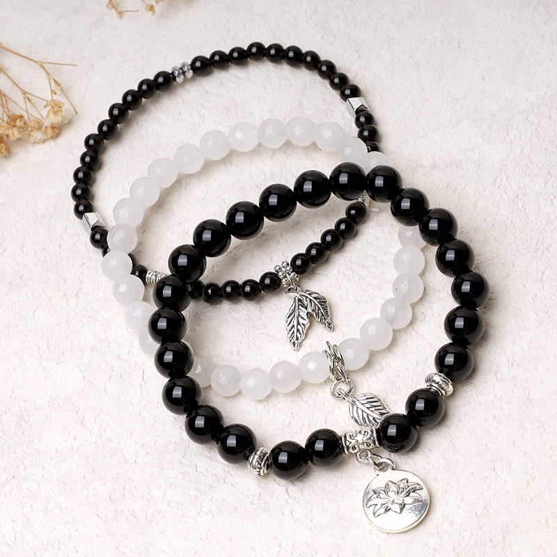 Buddha Stones 3-teiliges Armband aus natürlichem Quarzkristall mit Perlen und Heilenergie, Lotus - image 9