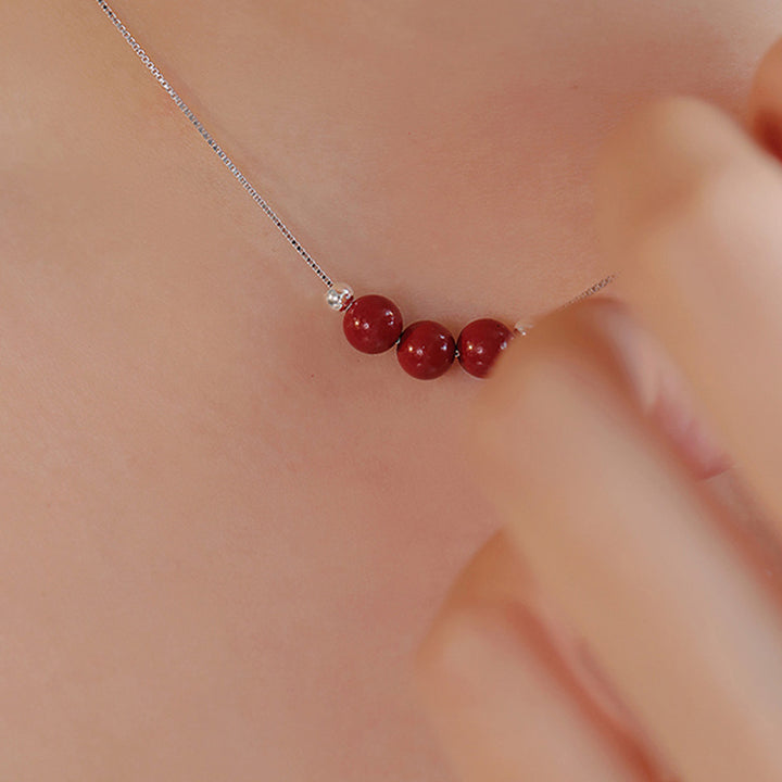 Buddha Stones Halsketten-Anhänger aus 925er-Sterlingsilber mit Zinnoberperlen - image 2