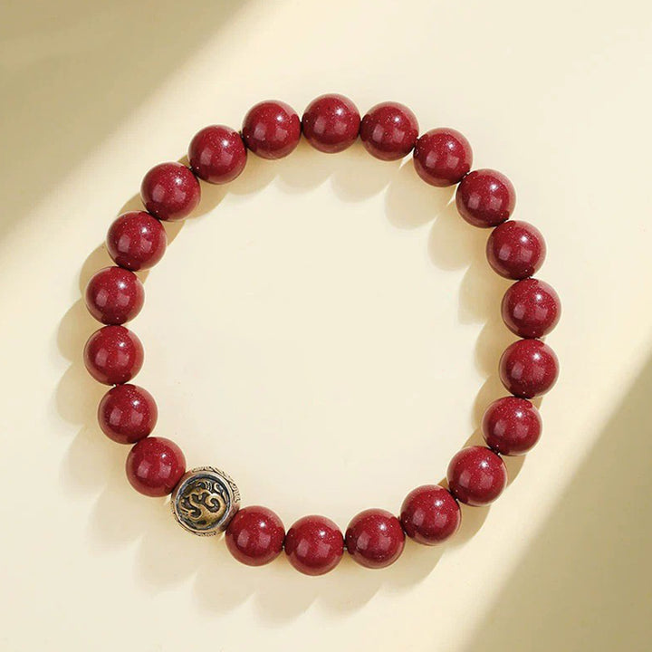 Buddha Stones Armband aus 925er-Sterlingsilber, natürlicher Zinnober, Segensarmband mit vier Tieren - 8 mm - Zinnoberroter Vogel (Handgelenkumfang 14–16 cm) - image 8