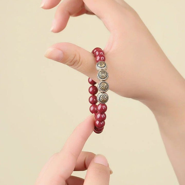 Buddha Stones Armband aus 925er-Sterlingsilber, natürlicher Zinnober, Segensarmband mit vier Tieren - image 20