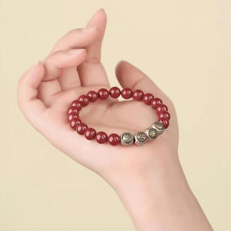 Buddha Stones Armband aus 925er-Sterlingsilber, natürlicher Zinnober, Segensarmband mit vier Tieren - image 18