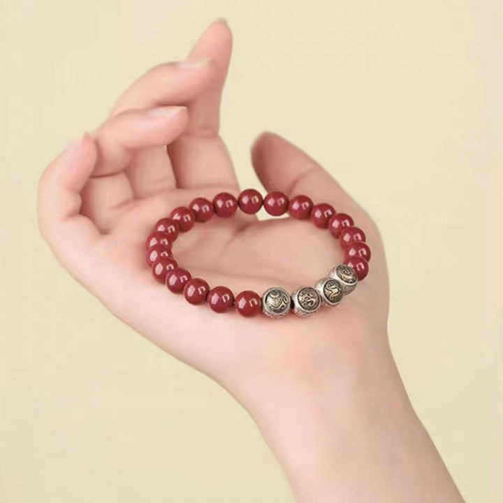 Buddha Stones Armband aus 925er-Sterlingsilber, natürlicher Zinnober, Segensarmband mit vier Tieren - image 18