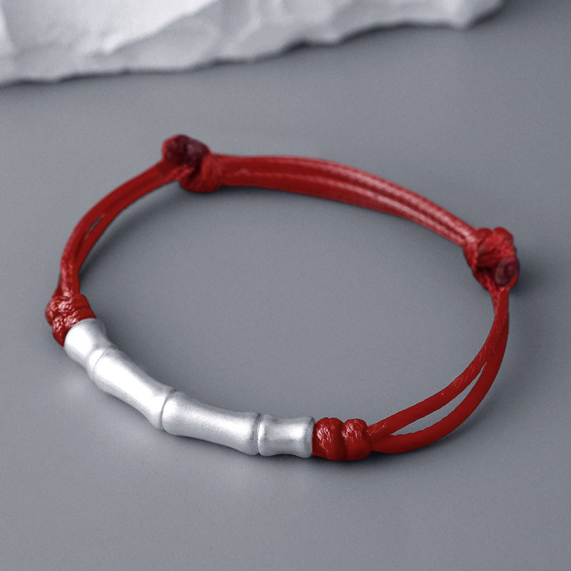 Buddha Stones 999 Sterling Silber Knochenmuster Glücksseil geflochtenes Armband - image 1