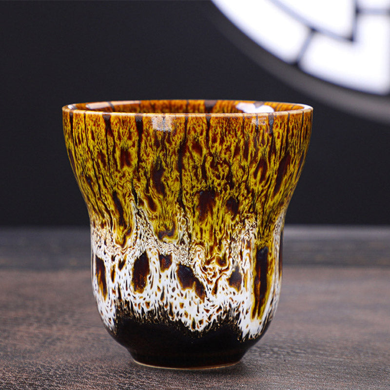 Buddha Stones Vintage-Kaffeebecher, Teetasse, Keramik, 150 ml - Gelb Weiß 7,5 cm × 7,5 cm × 150 ml - image 10
