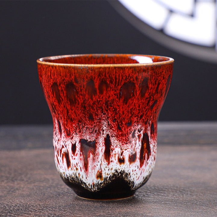 Buddha Stones Vintage-Kaffeebecher, Teetasse, Keramik, 150 ml - Rot Weiß 7,5 cm * 7,5 cm * 150 ml - image 8