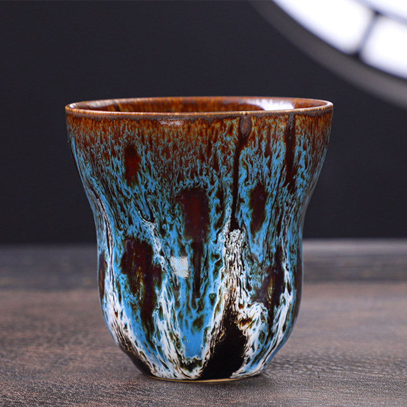 Buddha Stones Vintage-Kaffeebecher, Teetasse, Keramik, 150 ml - Blau Weiß 7,5 cm * 7,5 cm * 150 ml - image 2