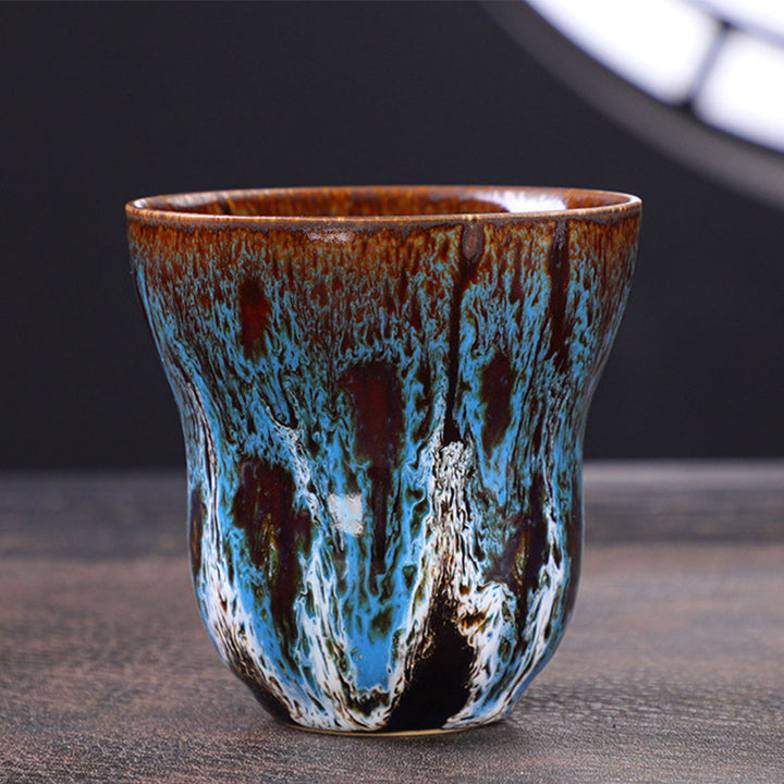 Buddha Stones Vintage-Kaffeebecher, Teetasse, Keramik, 150 ml - Blau Weiß 7,5 cm * 7,5 cm * 150 ml - image 2