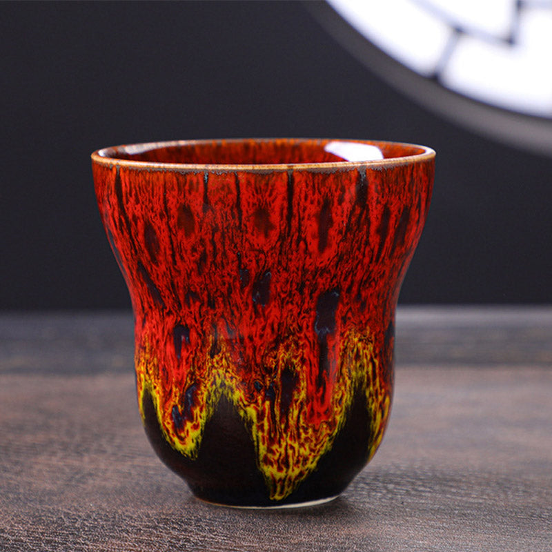 Buddha Stones Vintage-Kaffeebecher, Teetasse, Keramik, 150 ml - Rot Gelb 7,5 cm * 7,5 cm * 150 ml - image 12