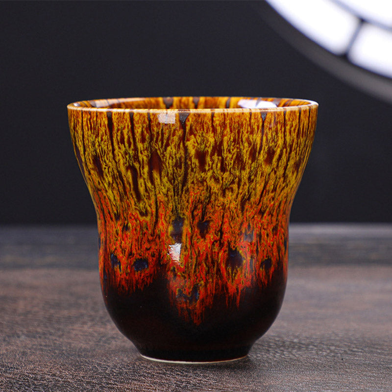Buddha Stones Vintage-Kaffeebecher, Teetasse, Keramik, 150 ml - Gelb-Orange 7,5 cm × 7,5 cm × 150 ml - image 13