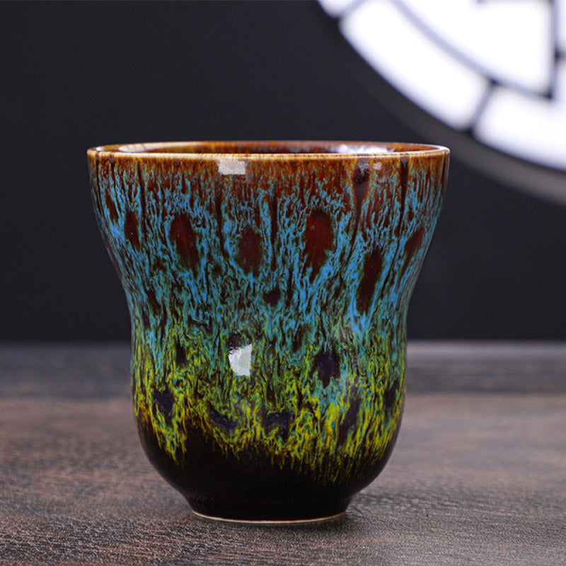Buddha Stones Vintage-Kaffeebecher, Teetasse, Keramik, 150 ml - Blau Gelb 7,5 cm * 7,5 cm * 150 ml - image 16