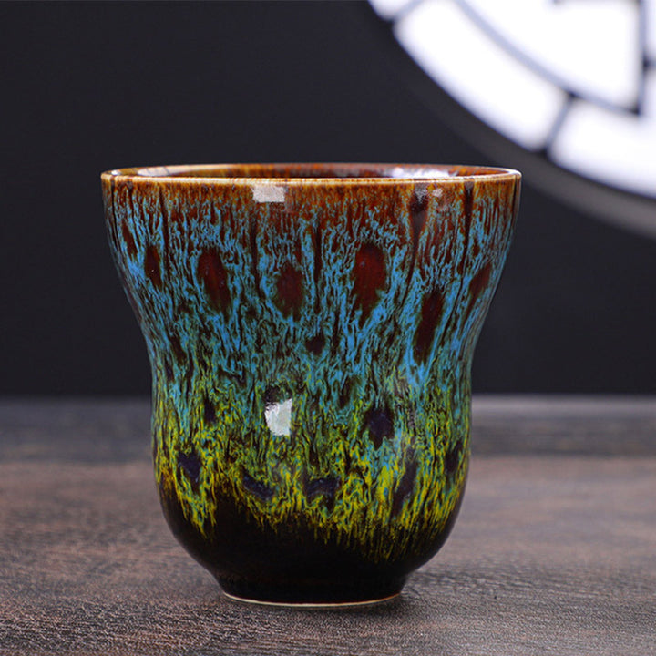 Buddha Stones Vintage-Kaffeebecher, Teetasse, Keramik, 150 ml - Blau Gelb 7,5 cm * 7,5 cm * 150 ml - image 16