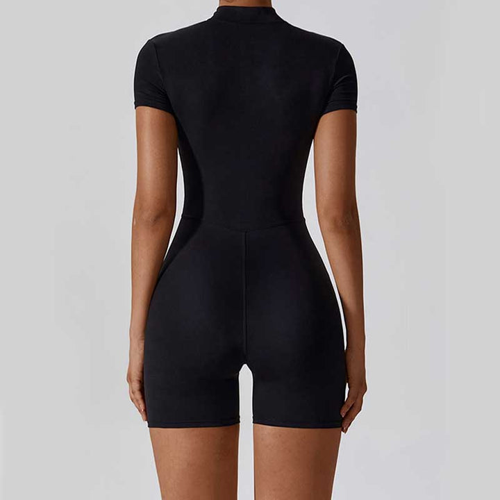 Buddha Stones Overall mit hohem Stretch-Reißverschluss, kurzärmliger Overall für Sport, Fitness, Yoga, Damen - image 19