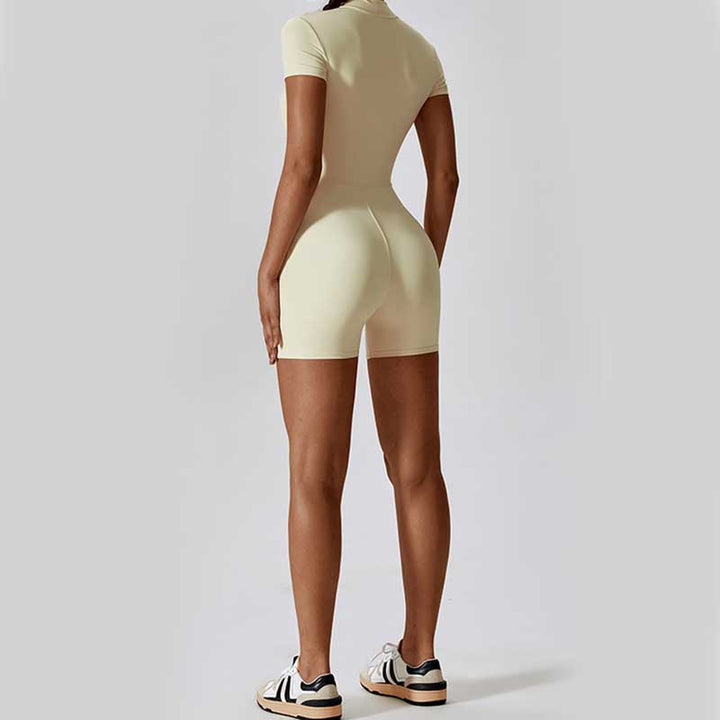 Buddha Stones Overall mit hohem Stretch-Reißverschluss, kurzärmliger Overall für Sport, Fitness, Yoga, Damen - image 37