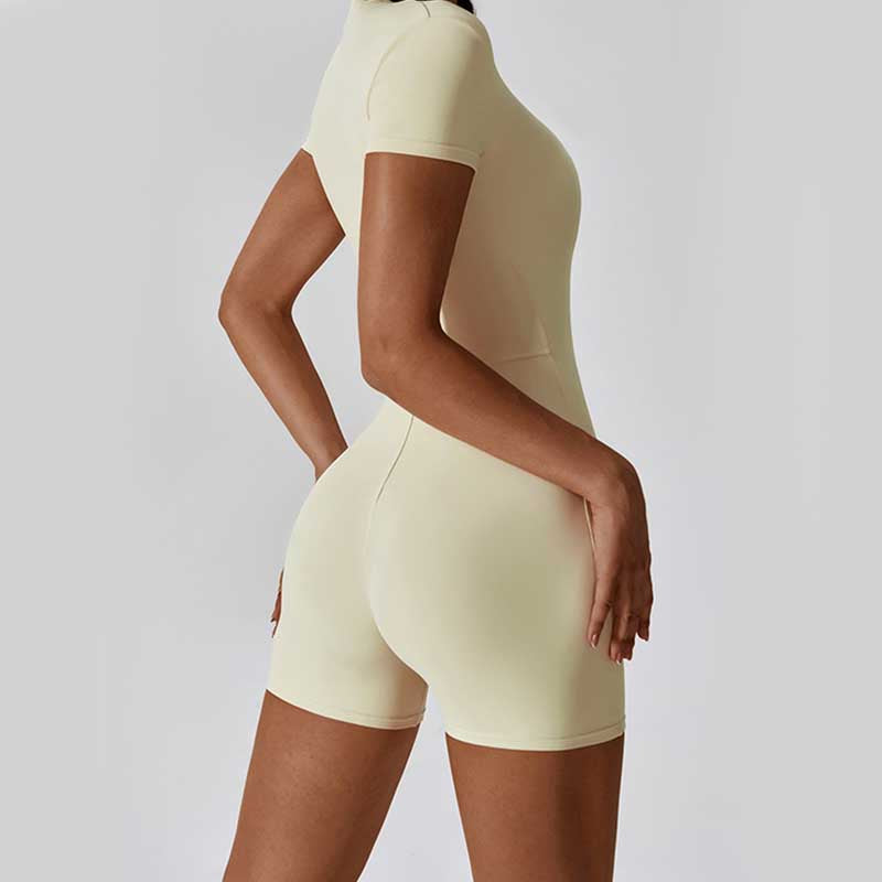 Buddha Stones Overall mit hohem Stretch-Reißverschluss, kurzärmliger Overall für Sport, Fitness, Yoga, Damen - image 34