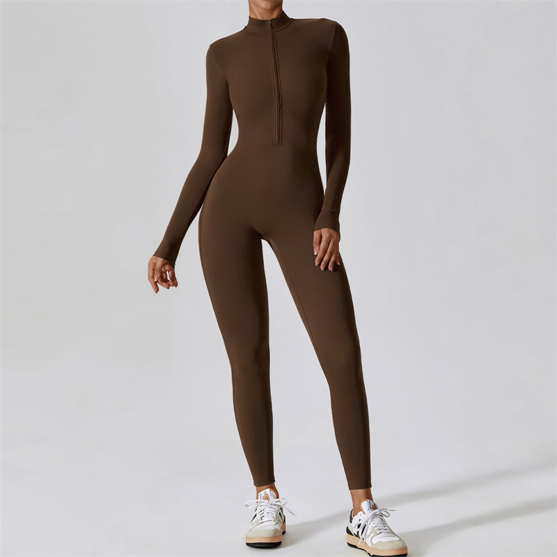 Buddha Stones Damen-Overall mit Reißverschluss, langärmlig, Shapewear, Sport, Fitness, Yoga, Bodysuit - image 1