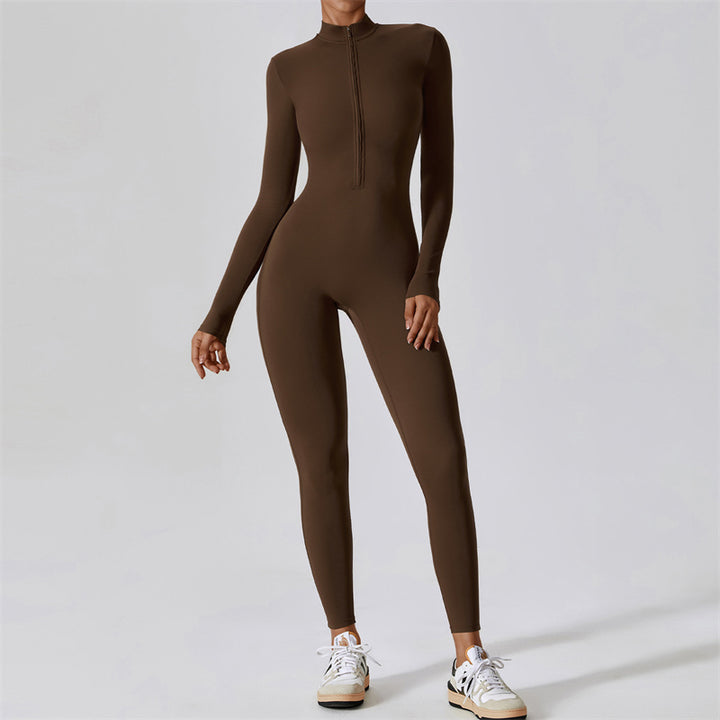 Buddha Stones Damen-Overall mit Reißverschluss, langärmlig, Shapewear, Sport, Fitness, Yoga, Bodysuit - image 1