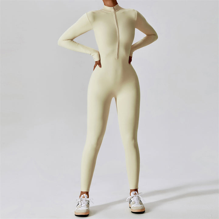 Buddha Stones Damen-Overall mit Reißverschluss, langärmlig, Shapewear, Sport, Fitness, Yoga, Bodysuit - Beige - US 8-10, UK/AU 12-14, EU 40-42 (XL) - image 29