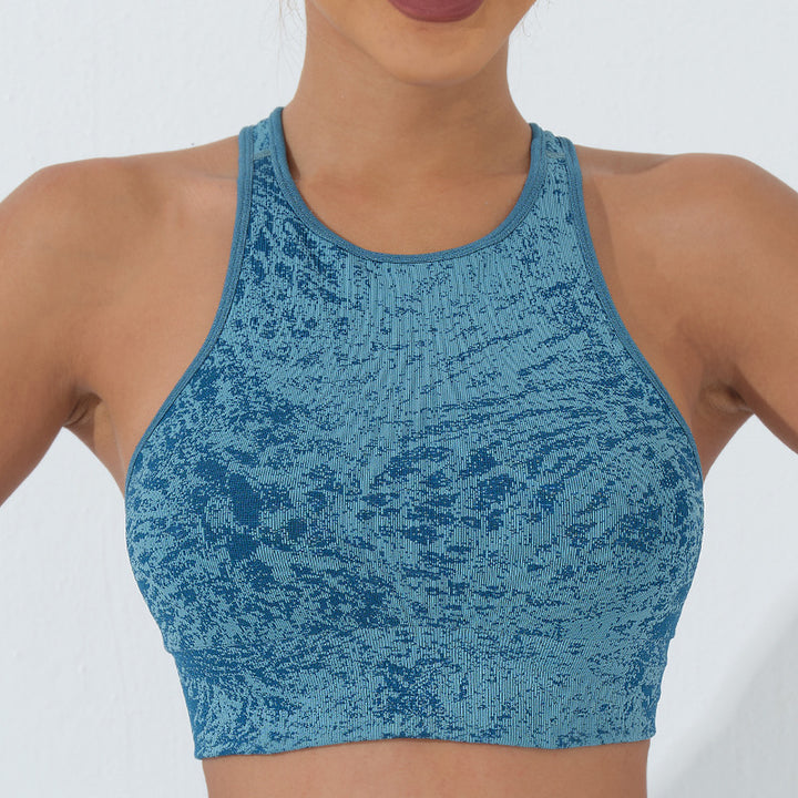 Buddha Stones Nahtloses Fitness-Crop-Tanktop mit hoher Taille, Leggings, Hosen, Sport, Fitnessstudio, Yoga-Outfits - Erntetank - Blau - US6, UK/AU10, EU38 (L) - image 17